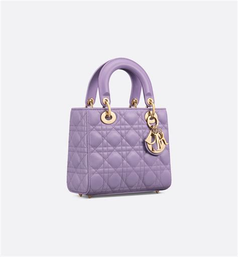 bolsa mini lady dior|Bolso mini Lady Dior Piel de cordero Cannage lila .